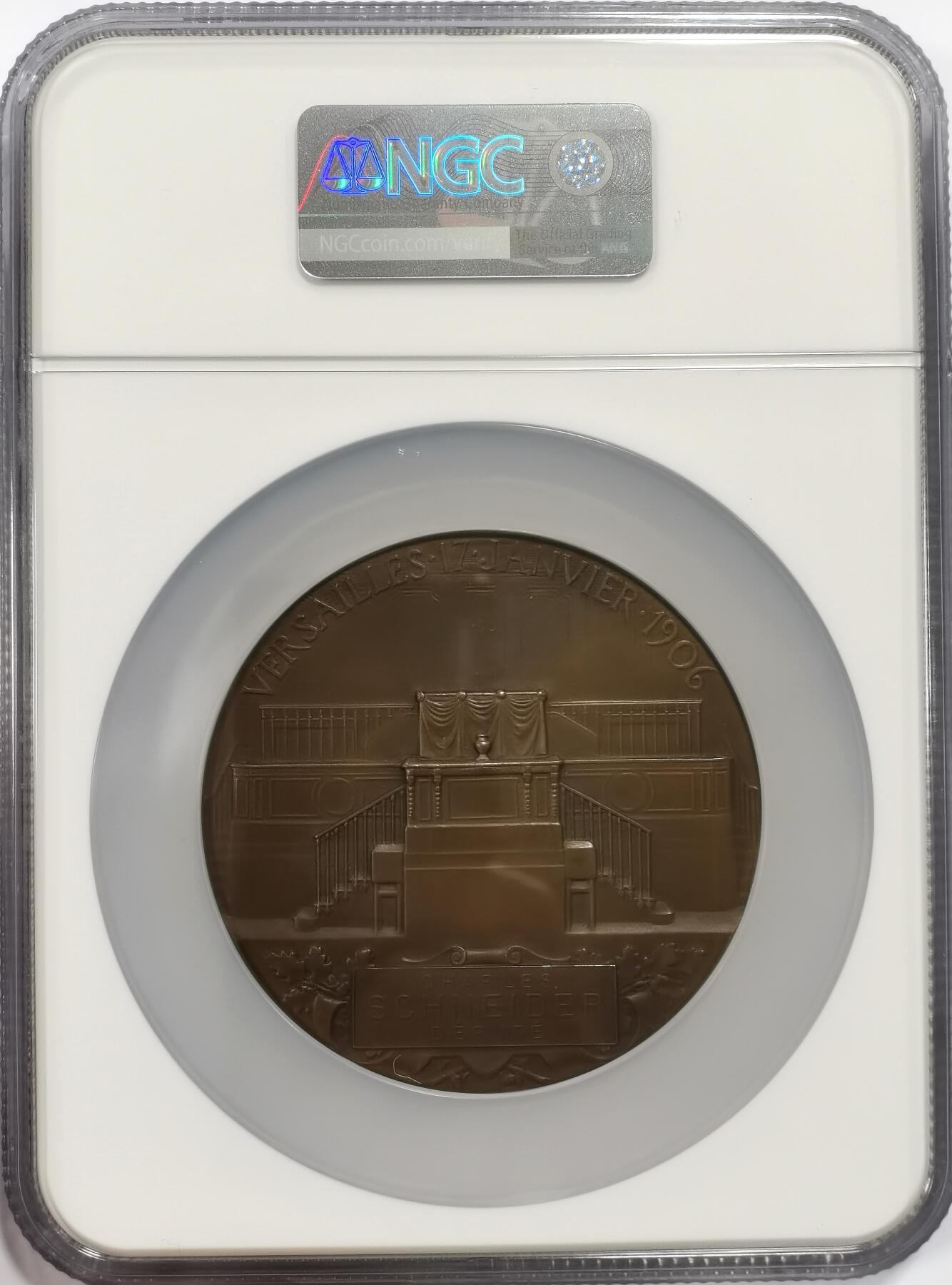 博洋堂“芳菲春韵”3月精品大拍专场暨第166期（全场包邮） NGC MS64BN 法国1906年阿曼德·法利耶当选总统纪念大铜章，72mm大尺寸，用以纪念阿曼德·法利耶于1906年1月7日当选为法兰西第三共和国总统