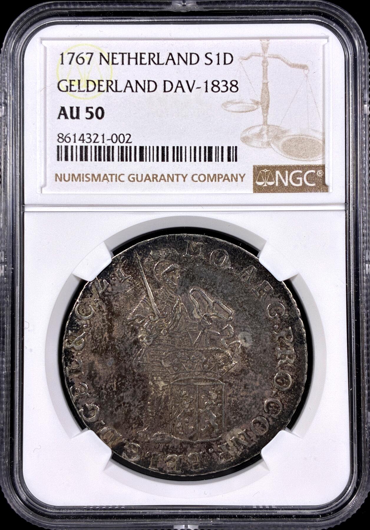 【雨安】【直播拍卖】【第0130期-评级币章】2026-03-28 周六 19:30 (金价981.33, 银价17.11) [评级欧洲] Netherlands 荷兰 共和国 杜卡特 Gelderland海尔德兰 中期版 1767年  NGC-AU50 原味欧洲老酱彩 少见版别