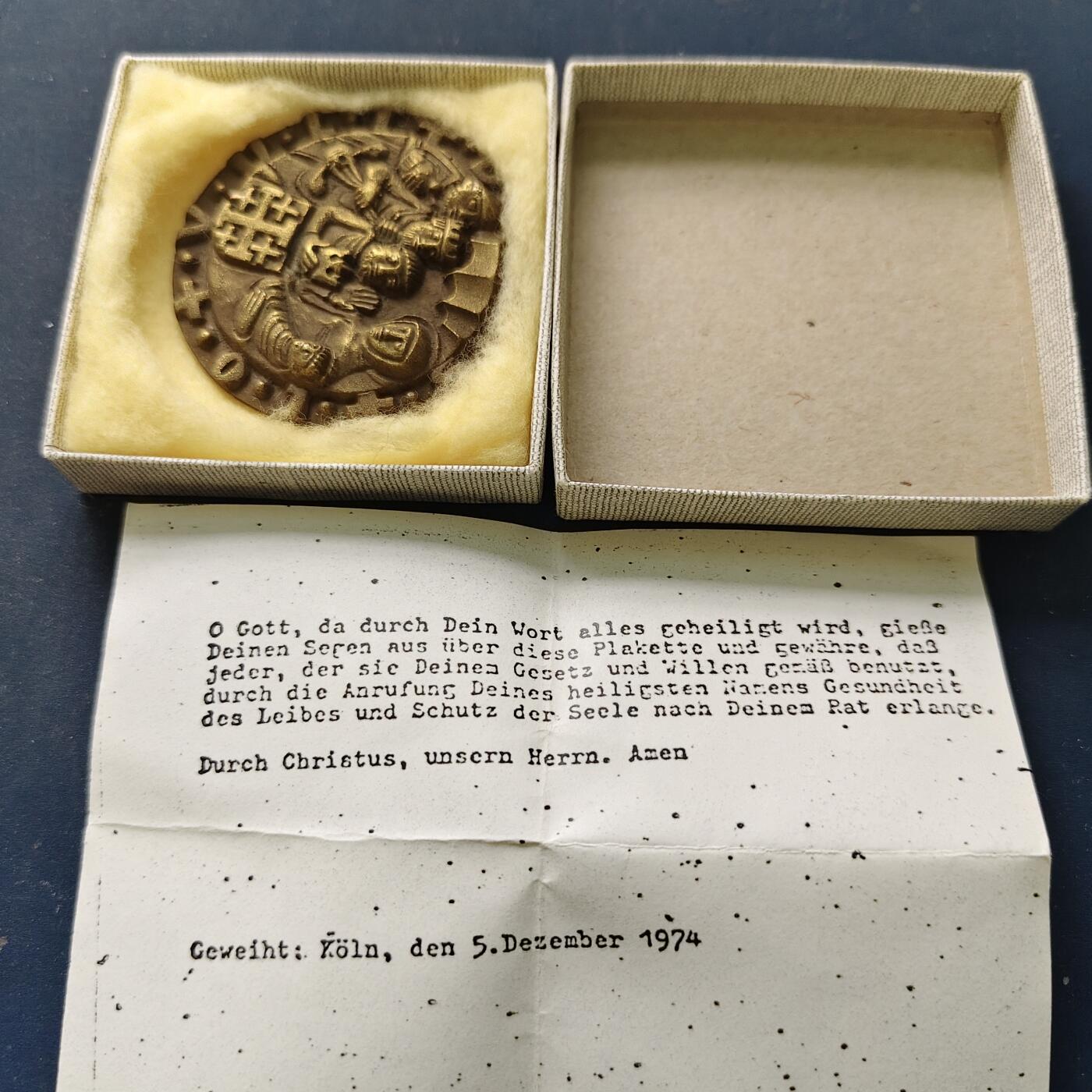 【全场包邮】纯粹捡漏拍515场 【铜章】德国1974年12月5日科隆祝圣活动纪念铜章-带盒