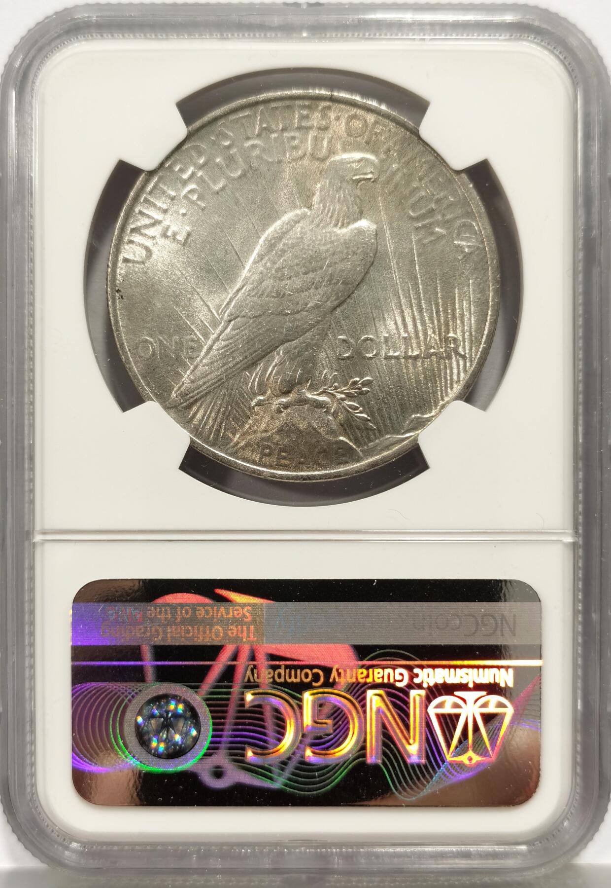 博洋堂“芳菲春韵”3月精品大拍专场暨第166期（全场包邮） NGC MS63 美国1924年和平银币，车轮光好品，淡黄油包浆，状态不输64，略少见的年份。