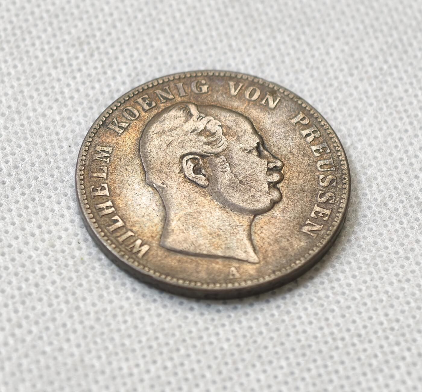 甄臻铺-世界币章拍卖（第56期），送拍享返佣金等优惠多多 德国 1863年 普鲁士 1泰勒 原味厚黑包浆流通品