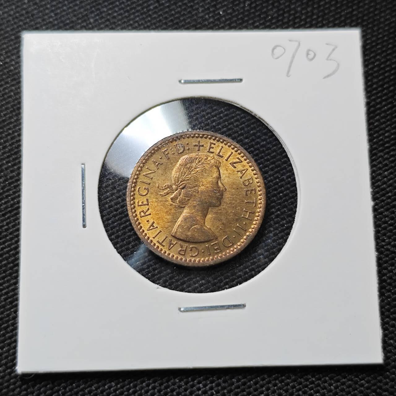 KK钱币收藏小铺  第407期 2月预留时间 周末发货  1955英国1法新铜币 好品