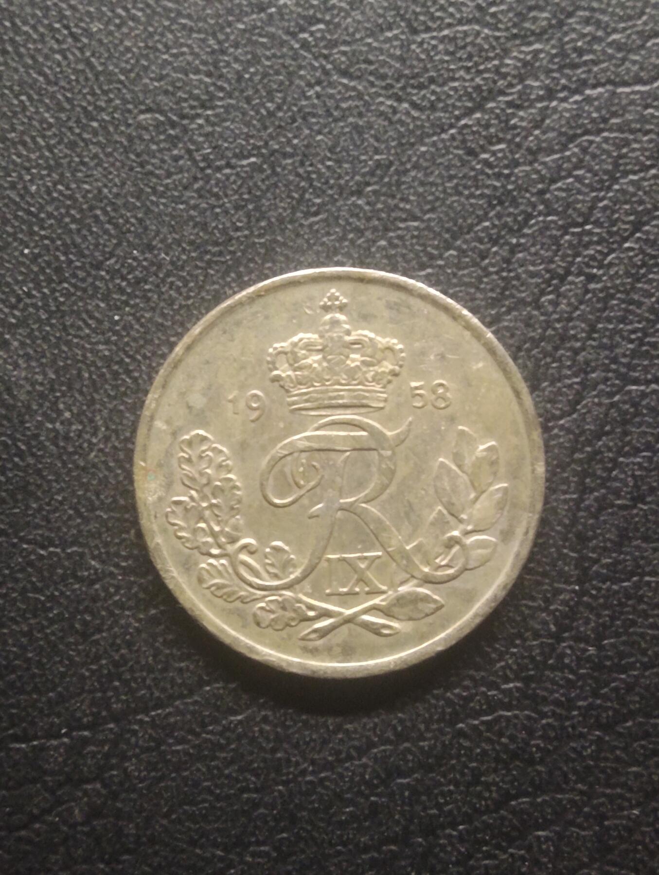 荟藏特别场次第十二期——“社长的硬币堆” 丹麦1958年25欧尔 早期弗里德里克九世国王