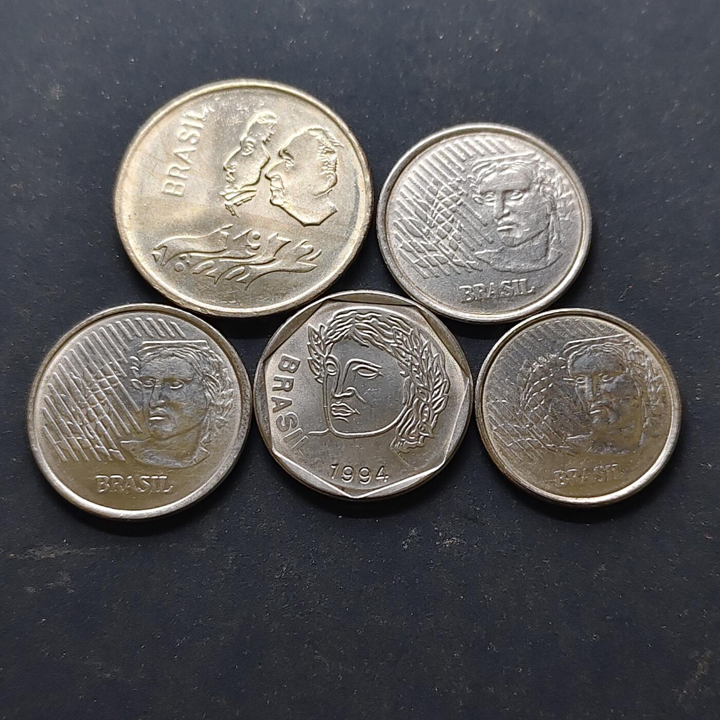 【全场包邮】纯粹捡漏拍514场 巴西1972-1994年散币5枚一组-含独立150周年纪念币