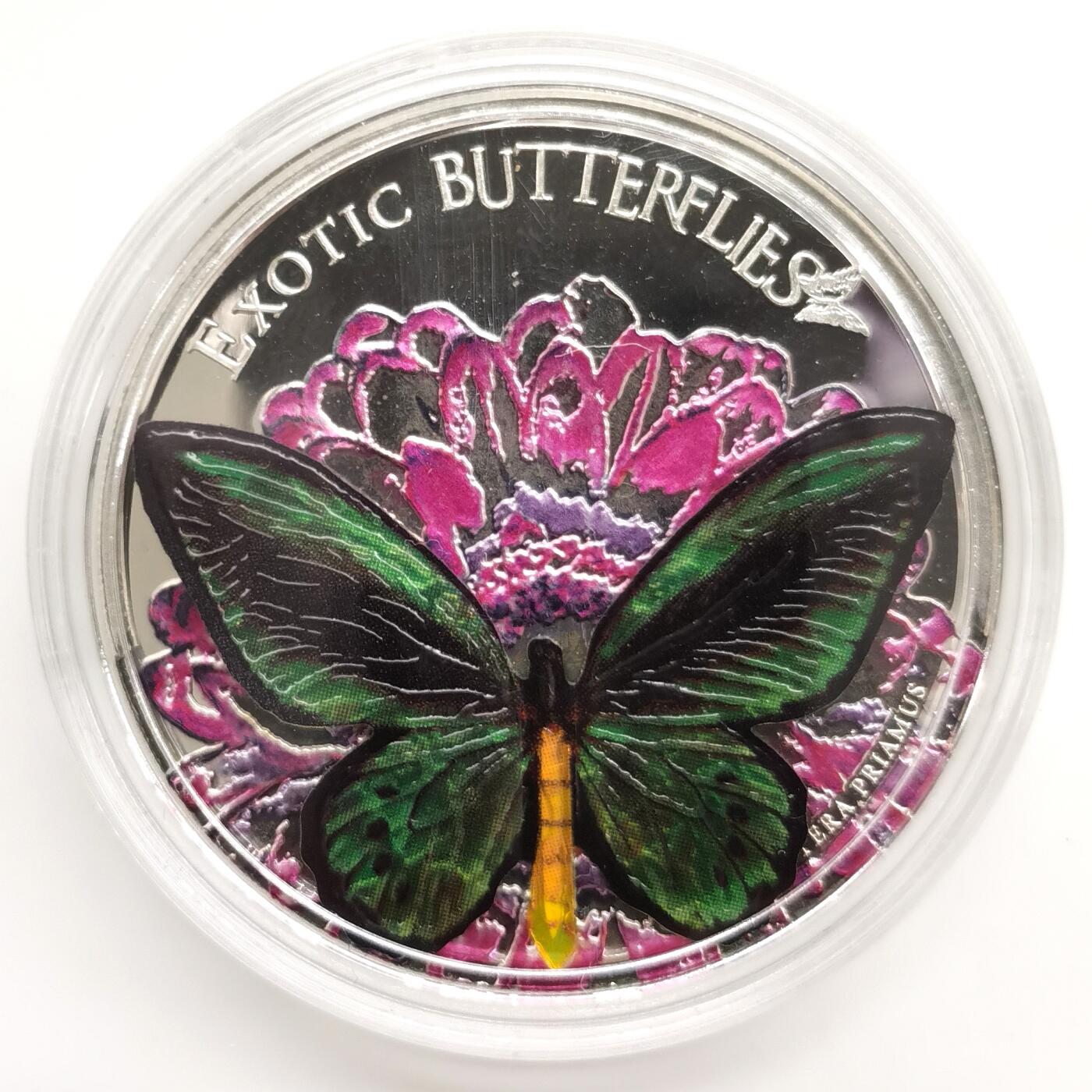 博洋堂“芳菲春韵”3月精品大拍专场暨第166期（全场包邮） 托克劳2012年5元精制银币 异域彩蝶-翼凤蝶（带3D彩蝶模型） 25克925银 发行量：2500 带证