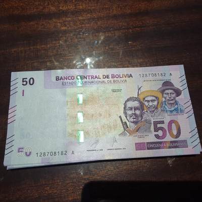 世界钱币～微拍第241期暨2026年第22期  部分新货（群里挑剩）陆续上架 - 2018年玻利维亚50 全新绝品无4尾号182