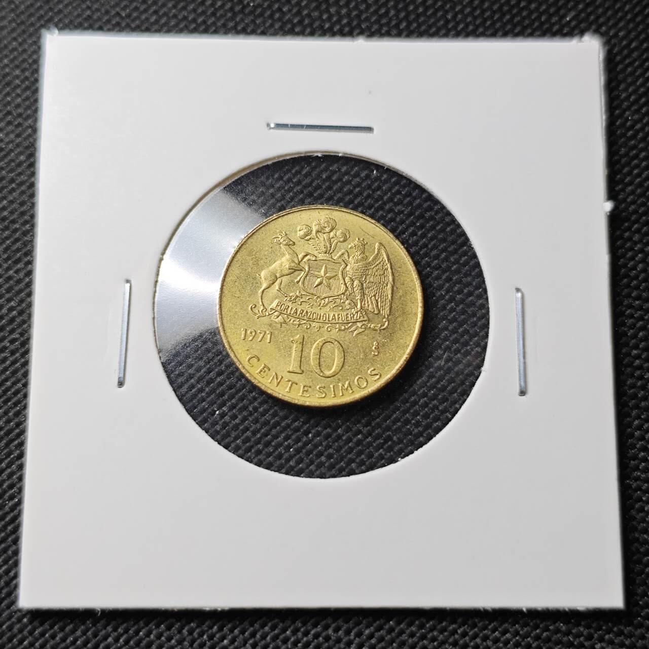 KK钱币收藏小铺  第407期 2月预留时间 周末发货  1971智利10分铜币