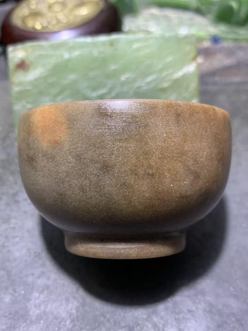 精美天然缅甸树化玉（木化玉）手工打磨小碗一个！