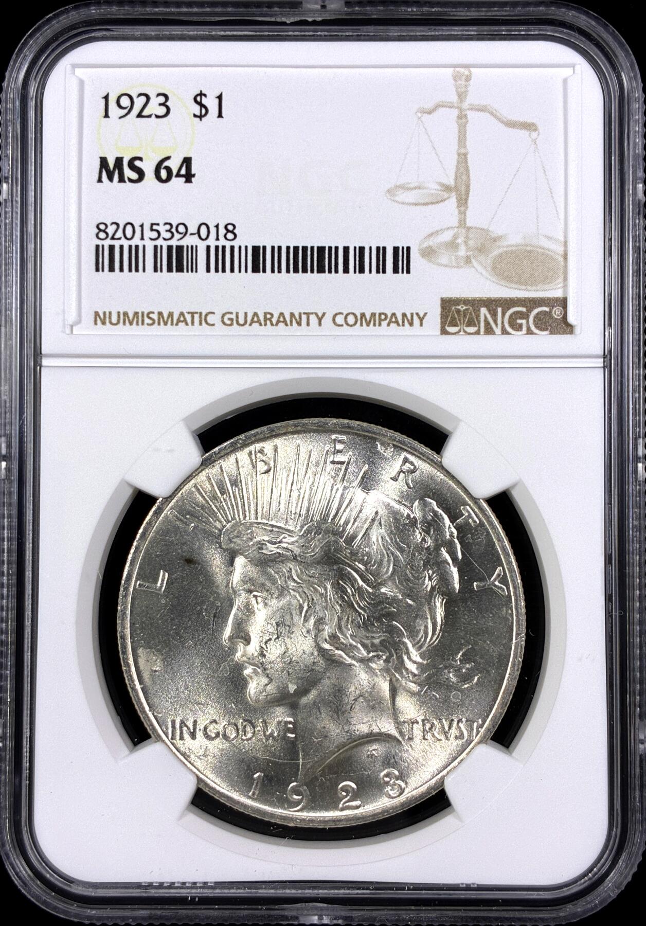 【雨安】【直播拍卖】【第0130期-评级币章】2026-03-28 周六 19:30 (金价981.33, 银价17.11) [评级美洲] USA 美国 1美元 (1921-1935) 和平鸽 1923年  NGC-MS64