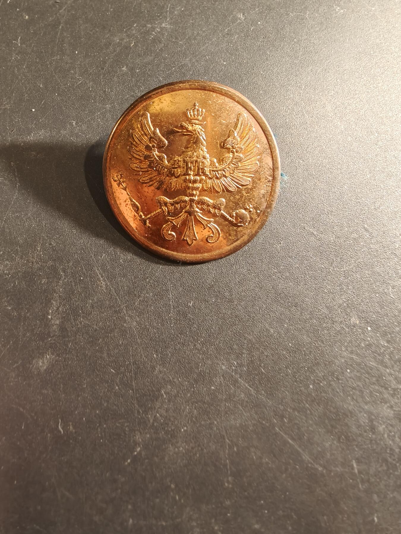 老王徽章第189期 德国一战普鲁士王国陆军制服铜扣     29mm