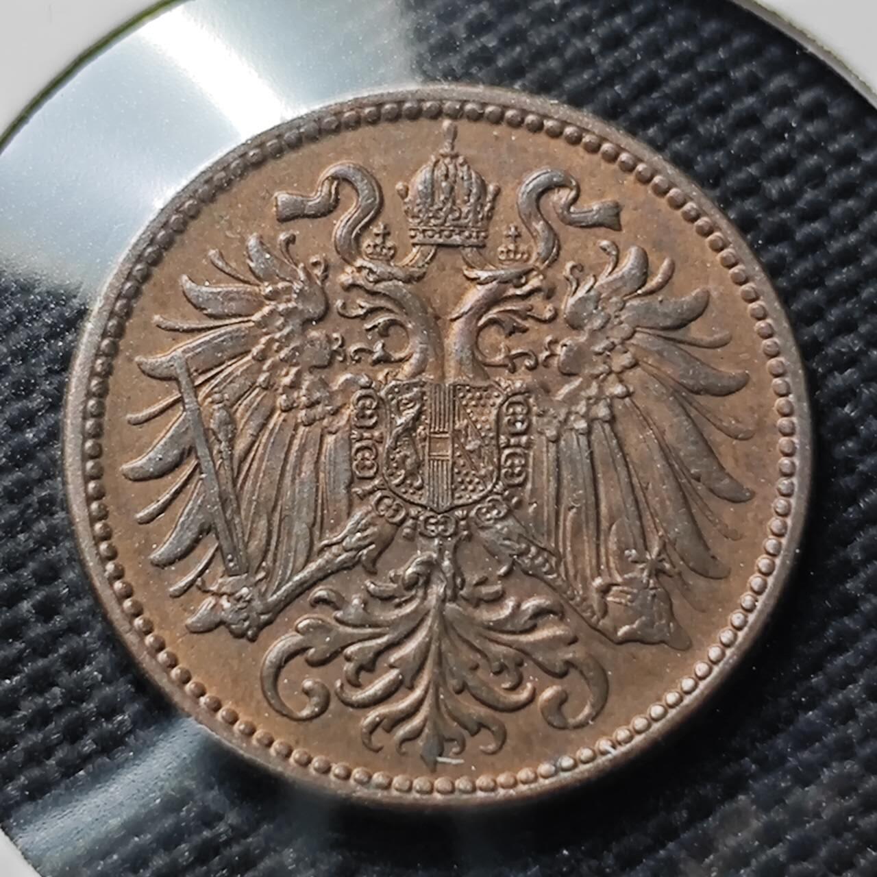 KK钱币收藏小铺  第406期 2月预留时间 周末发货  1912奥地利2格罗申铜币 好品