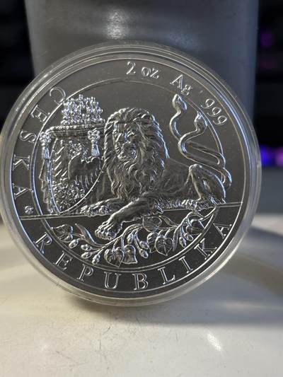 第195期拍卖 - 纽埃2019年捷克狮子2盎司纪念银币，999银，发行4450枚