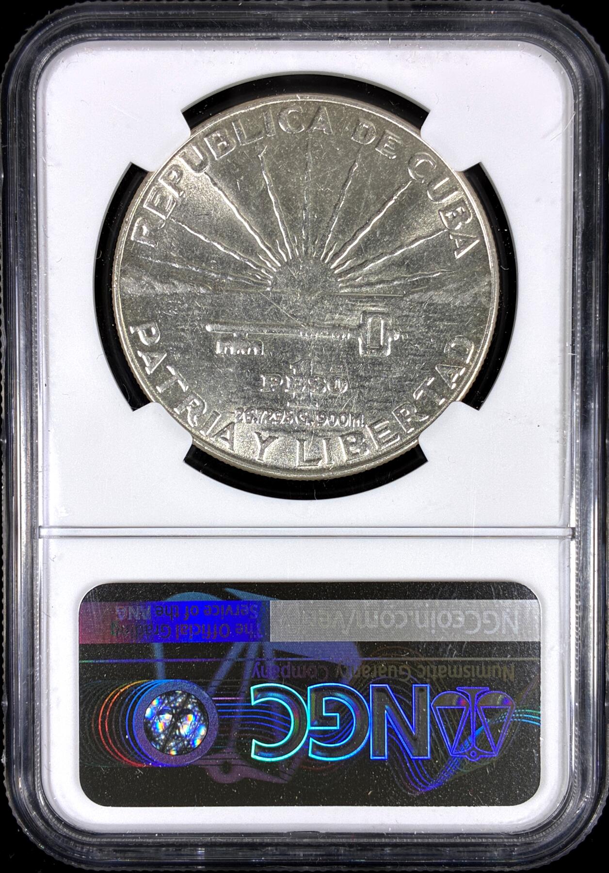 【雨安】【直播拍卖】【第0130期-评级币章】2026-03-28 周六 19:30 (金价981.33, 银价17.11) [评级美洲] Cuba 古巴 1比索 1953年 古巴名族英雄何塞·马蒂 KM# 29 [26.73 g., 0.900 Silver]  NGC-AU58