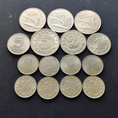 【全场包邮】纯粹捡漏拍514场 - 世界各国各年份散币15枚一组-民主德国+意大利+南斯拉夫
