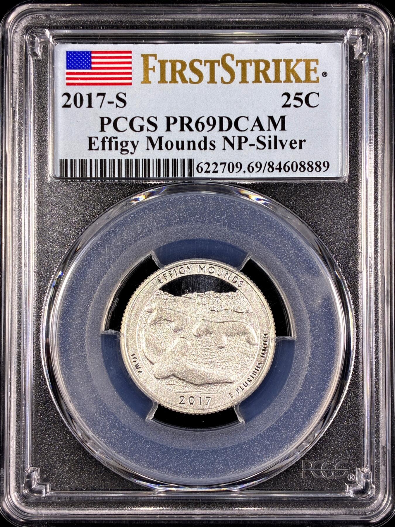 【雨安】【直播拍卖】【第0130期-评级币章】2026-03-28 周六 19:30 (金价981.33, 银价17.11) [评级现代] USA 美国 25美分 2017年 埃菲基土墩国家纪念区 PCGS-PR69DCAM 精制币