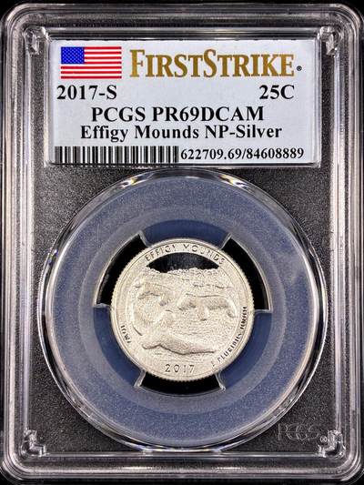 【雨安】【直播拍卖】【第0130期-评级币章】2026-03-28 周六 19:30 (金价981.33, 银价17.11) - [评级现代] USA 美国 25美分 2017年 埃菲基土墩国家纪念区 PCGS-PR69DCAM 精制币