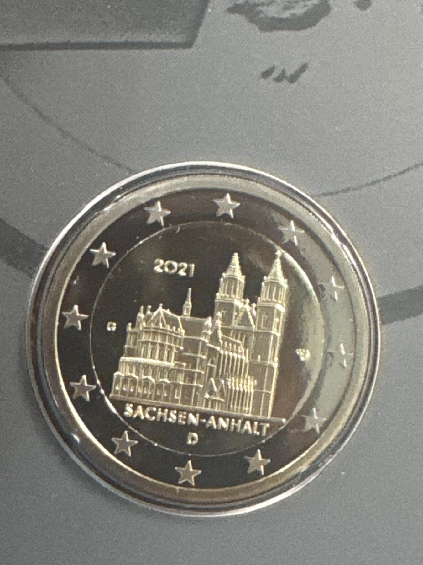 ❤️【币观天下】❤️ 第346期钱币拍卖场- 2026.3.27周五晚上6点半场 长期征集拍品  德国2021年 精制套币带一枚2欧元萨克森安哈特州纪念币 G厂 稀少年份