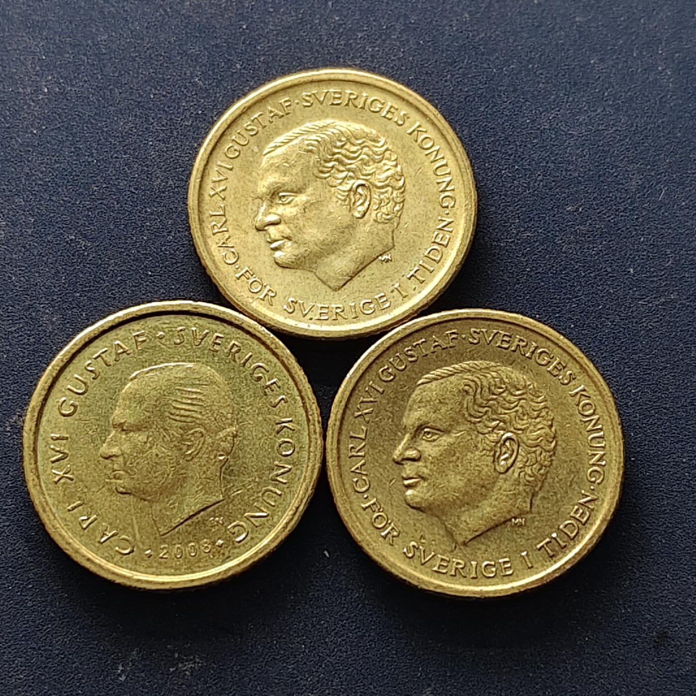 【全场包邮】纯粹捡漏拍514场 瑞典1991-2008年卡尔十六世2版本10克朗3枚一组