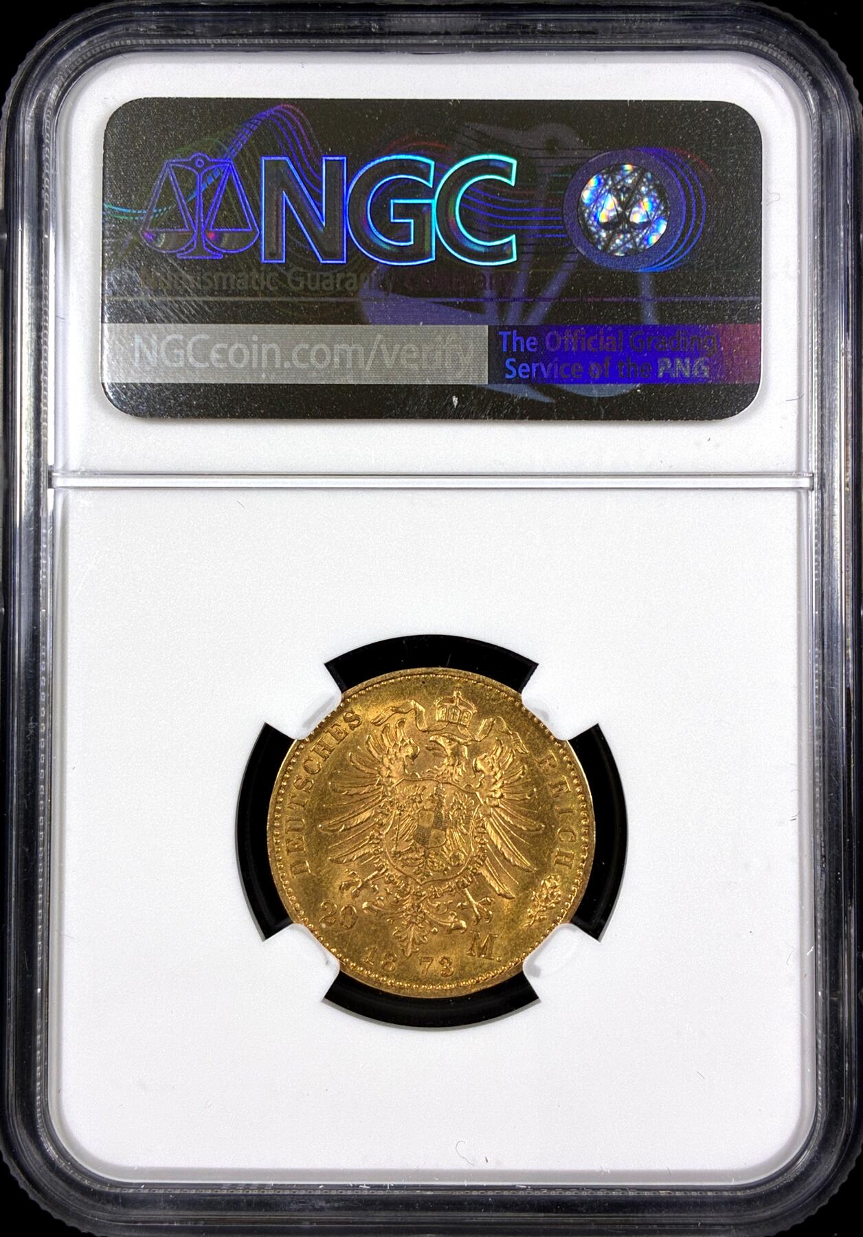 【雨安】【直播拍卖】【第0130期-评级币章】2026-03-28 周六 19:30 (金价981.33, 银价17.11) [评级金铂] Germany [金币] 德国 帝国 J.290 Wurttemberg符腾堡 20马克 (1872-1873) 卡尔 1873年  NGC-MS62