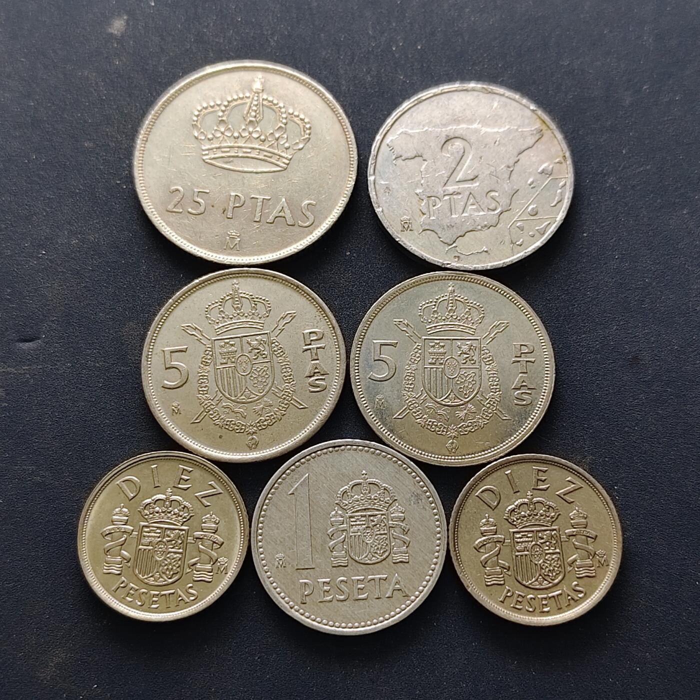 【全场包邮】纯粹捡漏拍514场 西班牙1983-1985年散币7枚一组