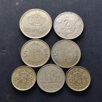 【全场包邮】纯粹捡漏拍514场 - 西班牙1983-1985年散币7枚一组