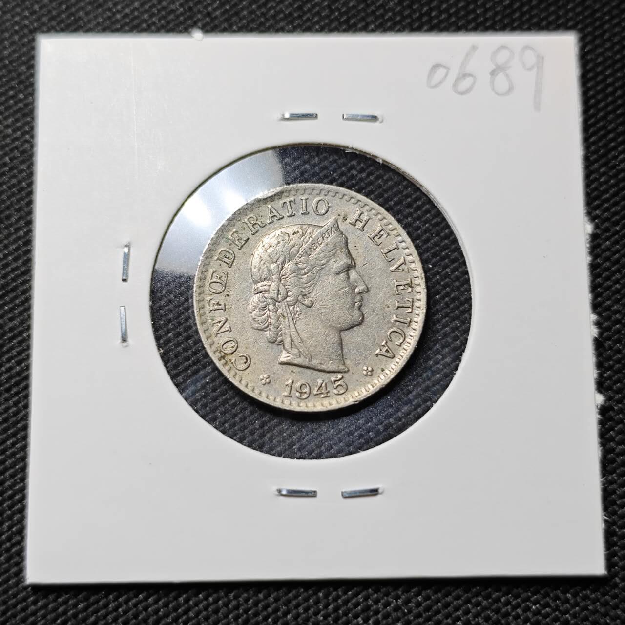 KK钱币收藏小铺  第406期 2月预留时间 周末发货  1945瑞士20分