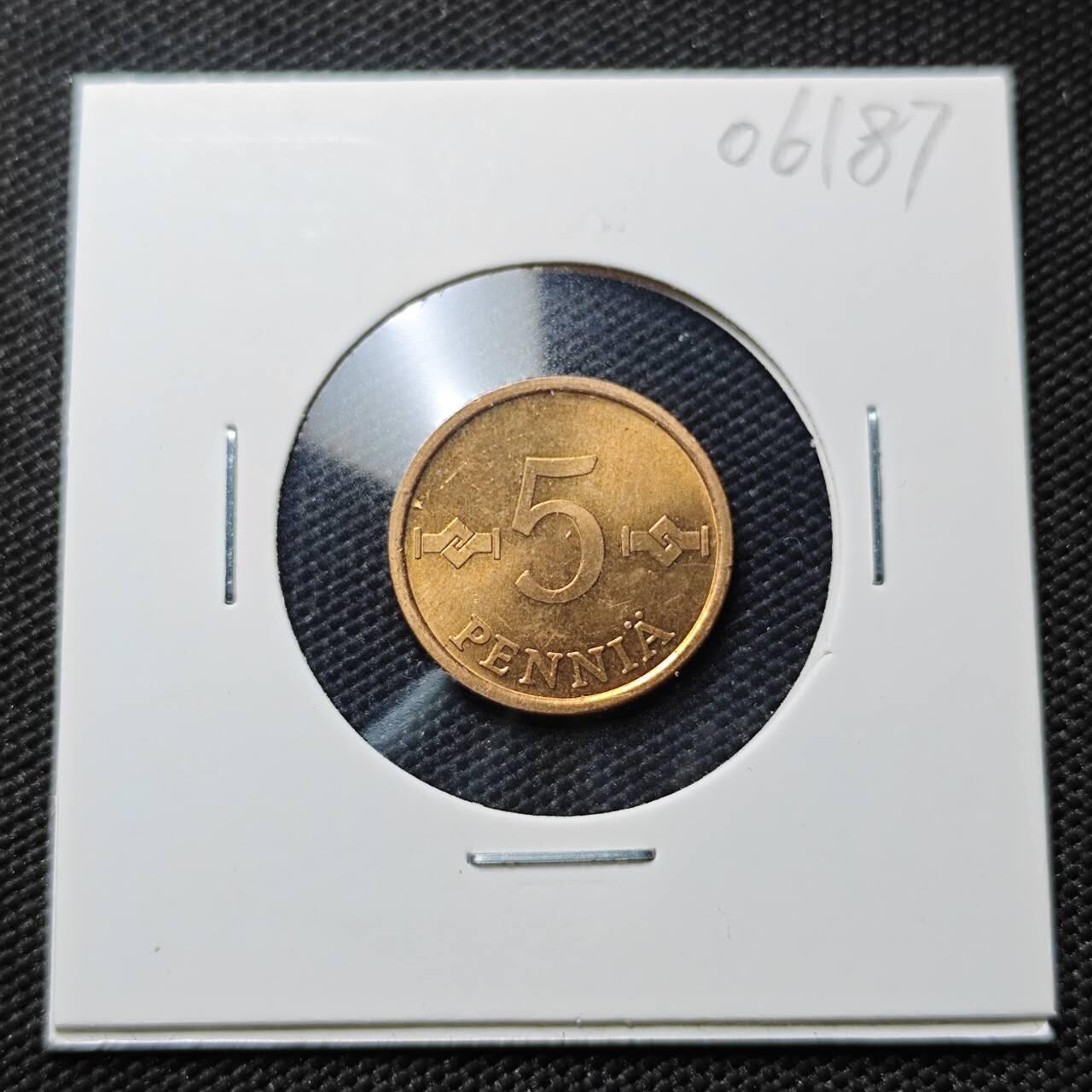 KK钱币收藏小铺  第406期 2月预留时间 周末发货  1973芬兰5芬尼铜币 好品