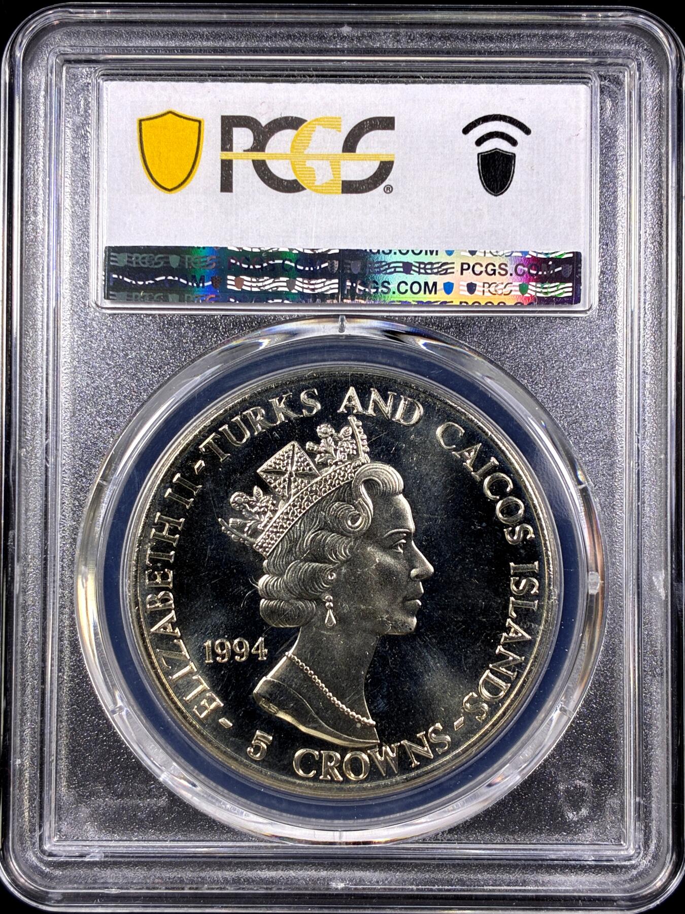 【雨安】【直播拍卖】【第0130期-评级币章】2026-03-28 周六 19:30 (金价981.33, 银价17.11) [评级现代] Turks and Caicos Islands 特克斯和凯科斯群岛 5克朗 1994年 英国司令伯纳德·蒙哥马利  PCGS-MS67