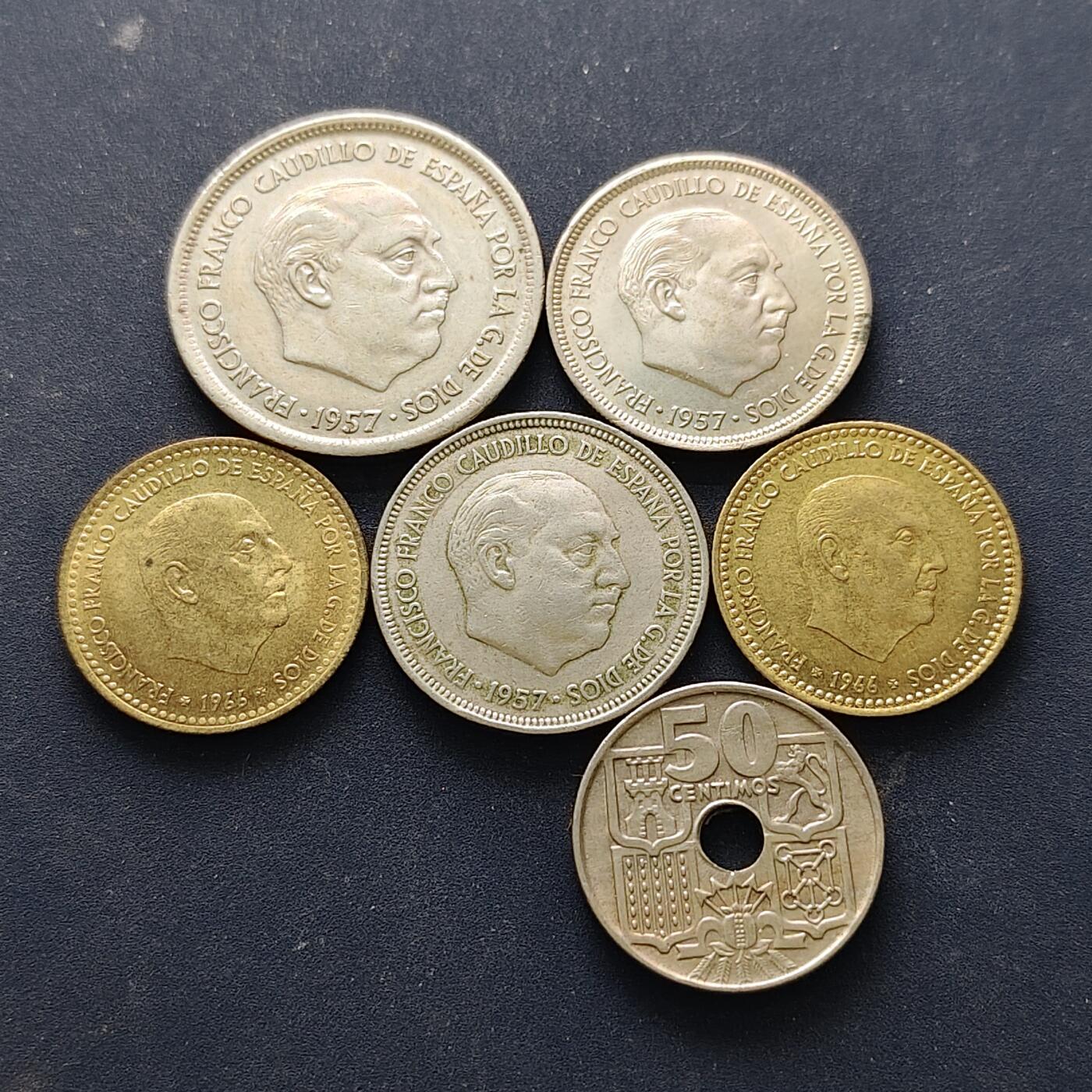 【全场包邮】纯粹捡漏拍514场 西班牙1949-1966年散币6枚一组