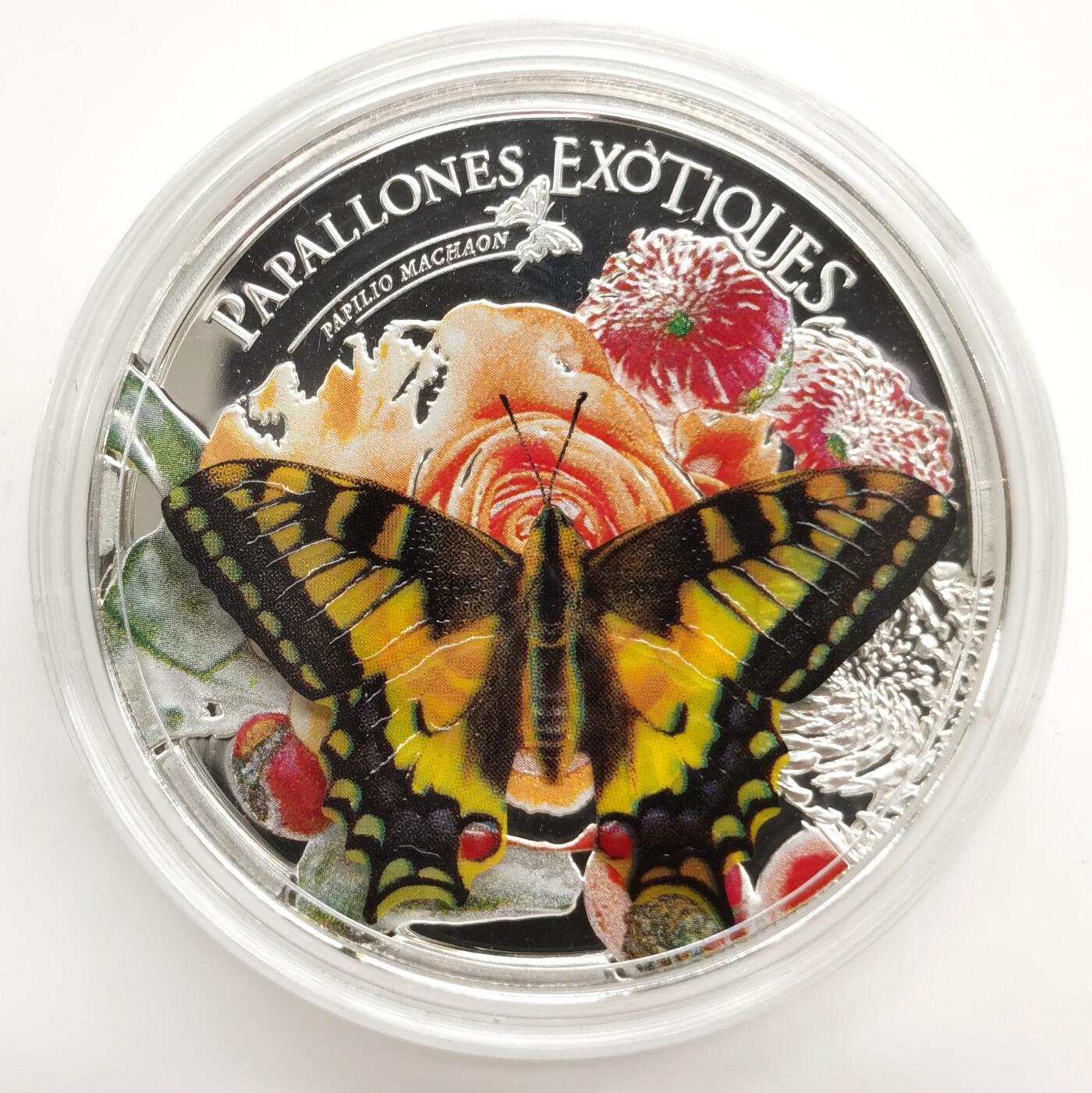 博洋堂“芳菲春韵”3月精品大拍专场暨第166期（全场包邮） 安道尔2013年5第纳尔精制银币 异域彩蝶-金凤蝶（带3D彩蝶模型） 25克925银 发行量：2500 带证