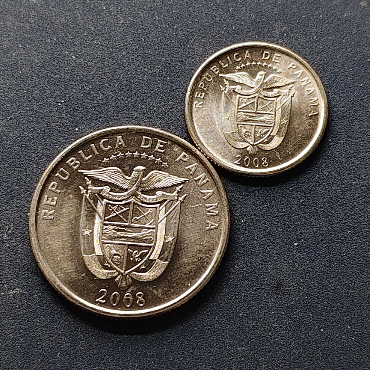 【全场包邮】纯粹捡漏拍514场 巴拿马2008年独立版别2枚一组-含儿童医院建院50周年纪念币+1/10巴波亚独年版