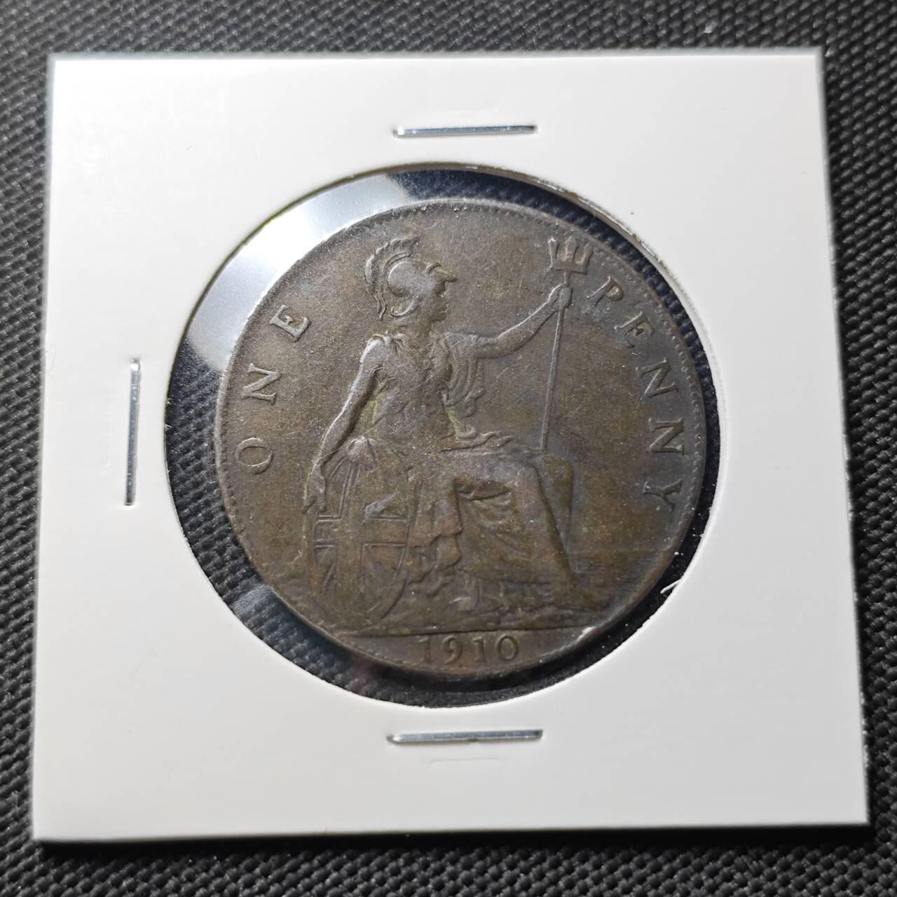 KK钱币收藏小铺  第406期 2月预留时间 周末发货  1910英国1便士铜币