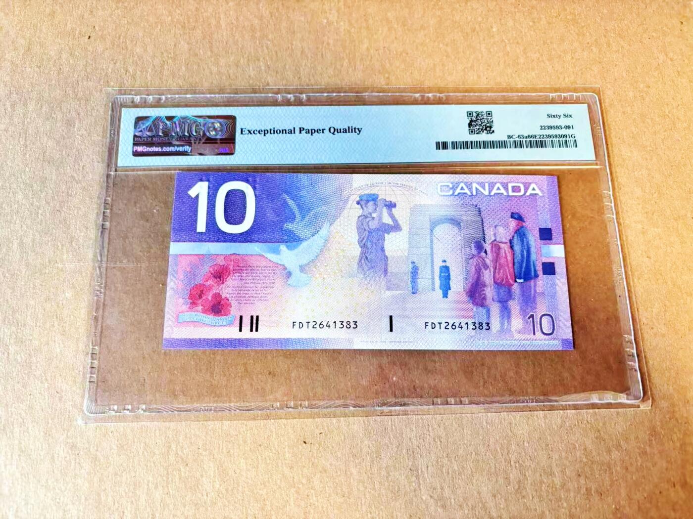 【Blue Auction】世界纸币精拍第799期——18级TOP拍卖/信誉/品质/专业/高效💫 【a版】加拿大 2000年10元 PMG66EPQ 