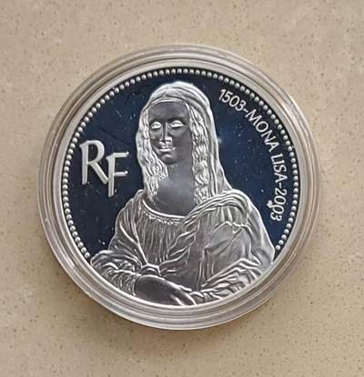 ❤️【币观天下】❤️ 第346期钱币拍卖场- 2026.3.27周五晚上6点半场 长期征集拍品  - 法国2003年蒙娜丽莎银币900银22.2克unc
