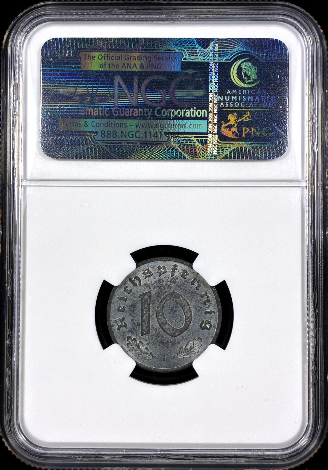 【雨安】【直播拍卖】【第0130期-评级币章】2026-03-28 周六 19:30 (金价981.33, 银价17.11) [评级德国] Germany 德国 第三帝国 10芬尼 1948年  NGC-MS62