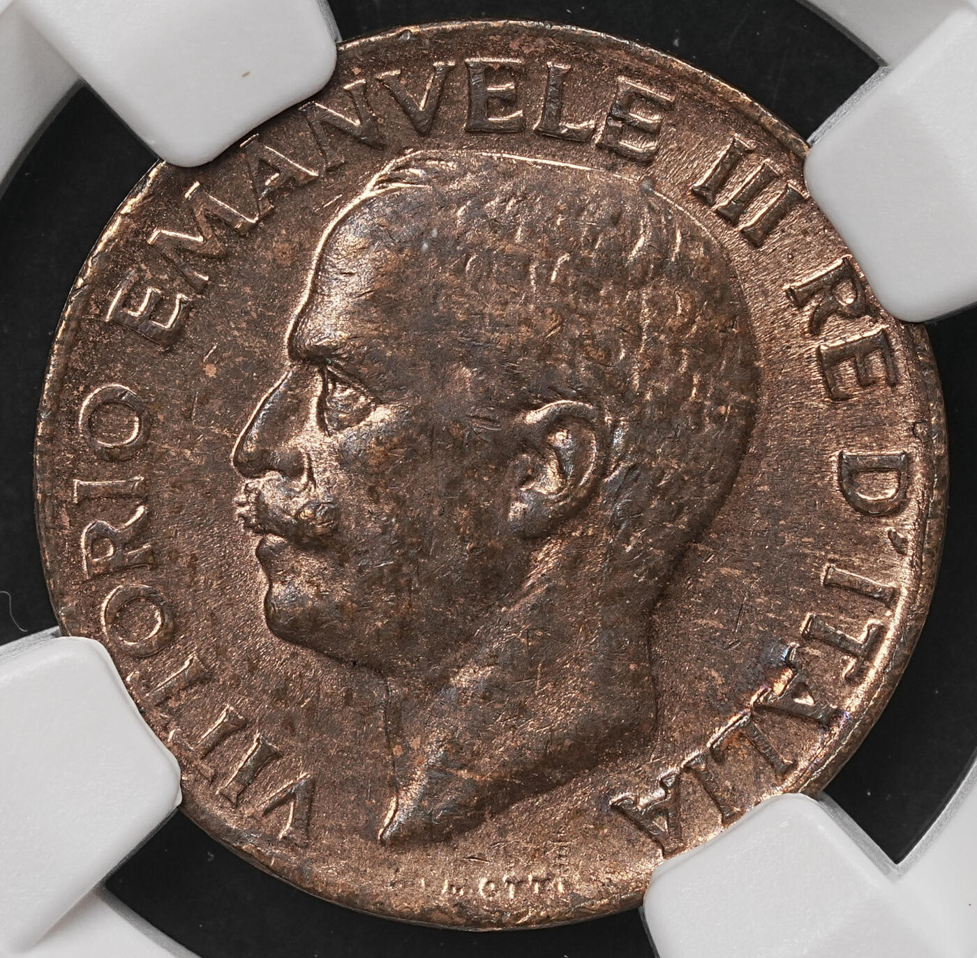 修遠堂世界钱币第109期 NGC MS62RB 1919年意大利5分铜币，稀少的年份，特年