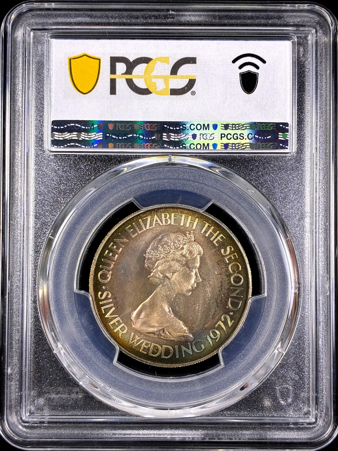 【雨安】【直播拍卖】【第0130期-评级币章】2026-03-28 周六 19:30 (金价981.33, 银价17.11) [评级现代] Jersey 泽西 1镑 1972年 银婚  PCGS-MS67