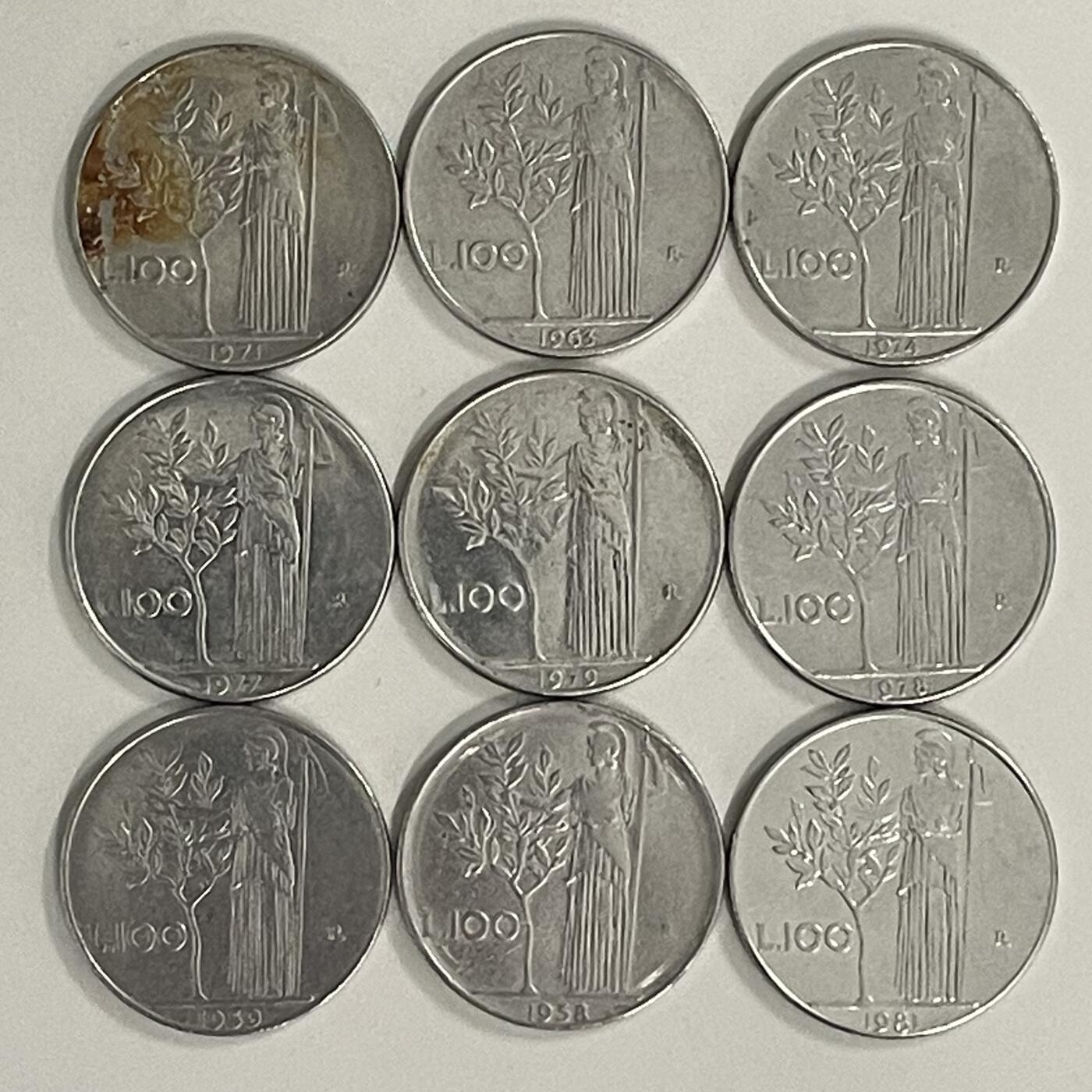 2026年第38场各国散币拍卖（总第188场） 意大利100里拉9枚