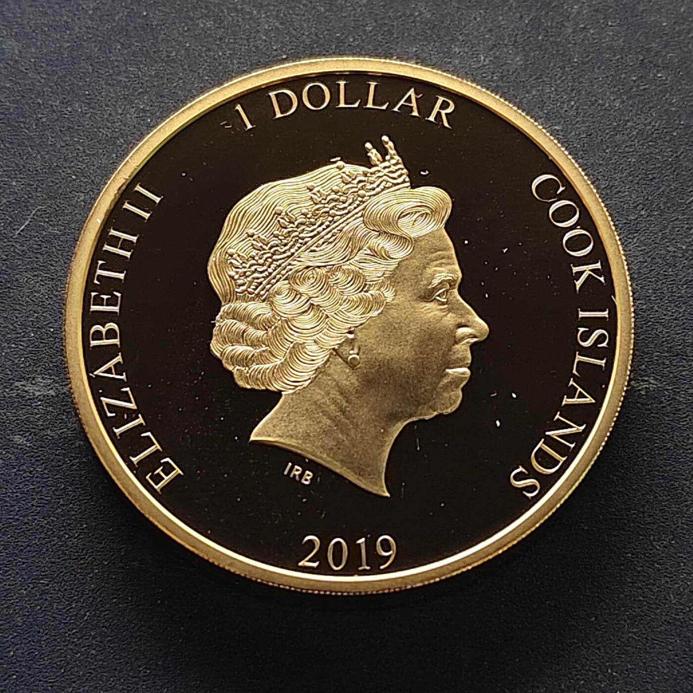 【全场包邮】纯粹捡漏拍515场 库克群岛2019年1元英国统帅系列征服苏丹基奇纳勋爵精制镀金加厚50克纪念币