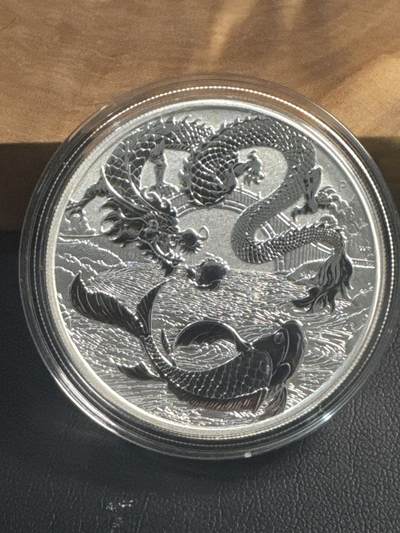 ❤️【币观天下】❤️ 第346期钱币拍卖场- 2026.3.27周五晚上6点半场 长期征集拍品  - 澳大利亚2023澳洲中国神话传说龙和锦鲤1盎司银币，9999银