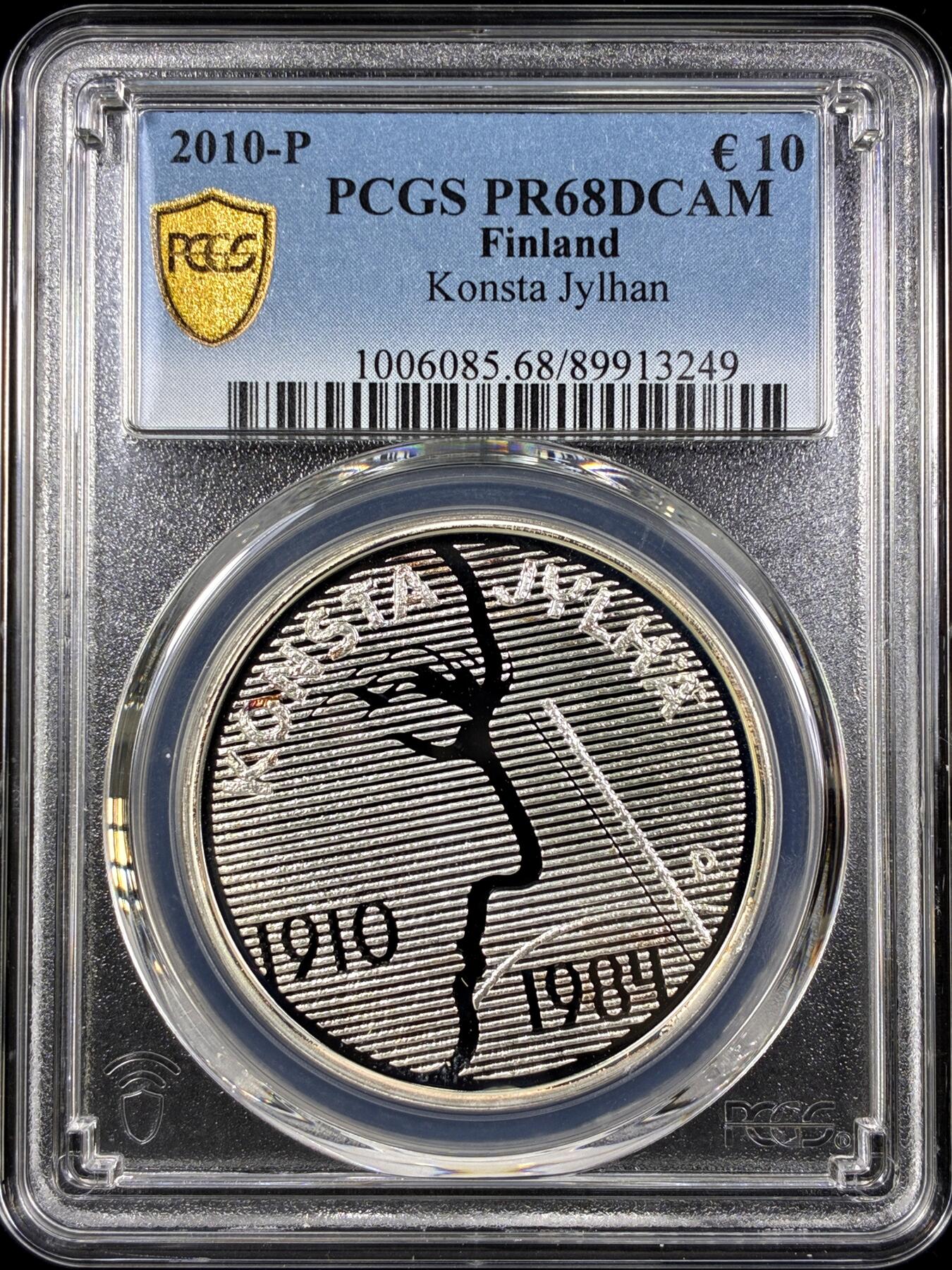 【雨安】【直播拍卖】【第0130期-评级币章】2026-03-28 周六 19:30 (金价981.33, 银价17.11) [评级欧元] Finland 欧元 芬兰 10欧元 2010年 芬兰演奏家孔斯塔·于尔海 PCGS-PR68DCAM 精制币