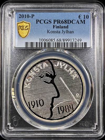 【雨安】【直播拍卖】【第0130期-评级币章】2026-03-28 周六 19:30 (金价981.33, 银价17.11) - [评级欧元] Finland 欧元 芬兰 10欧元 2010年 芬兰演奏家孔斯塔·于尔海 PCGS-PR68DCAM 精制币