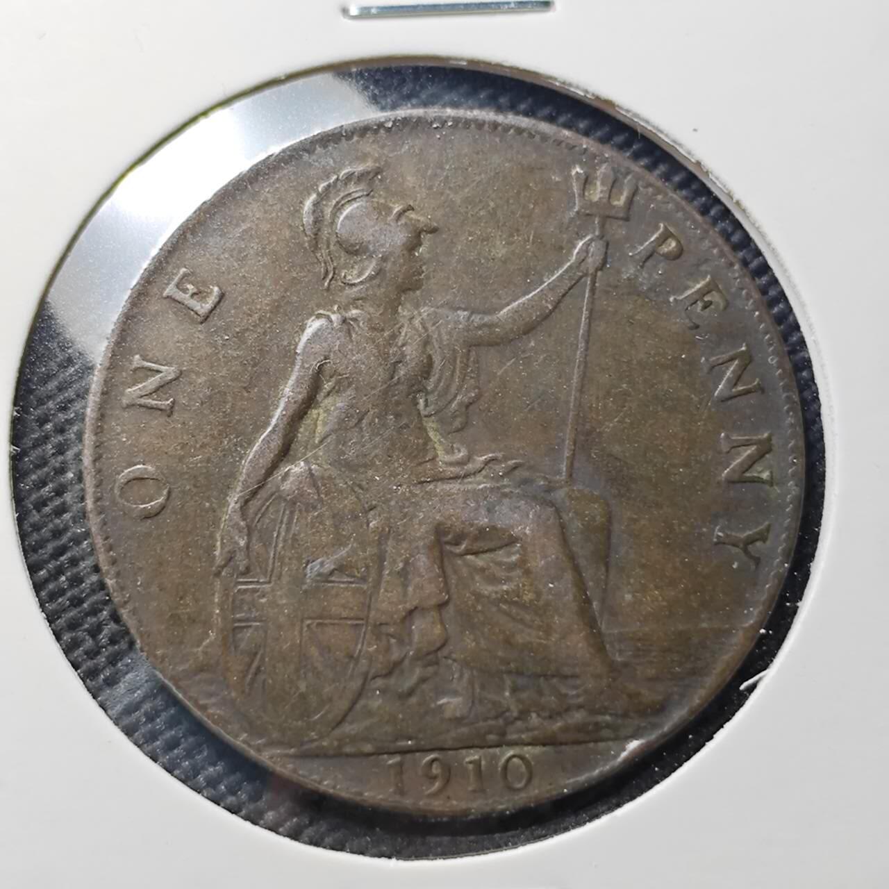 KK钱币收藏小铺  第406期 2月预留时间 周末发货  1910英国1便士铜币