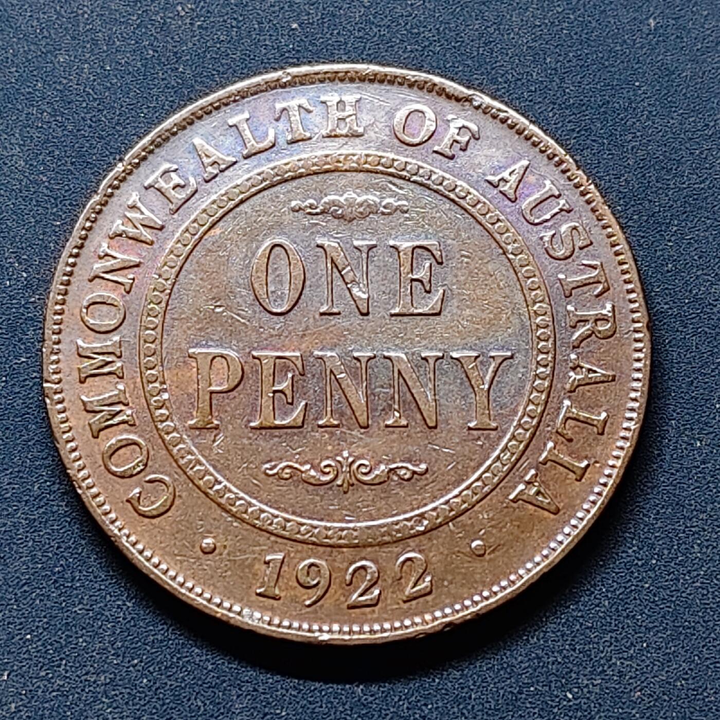 【全场包邮】纯粹捡漏拍514场 澳大利亚1922年乔治五世1便士铜币