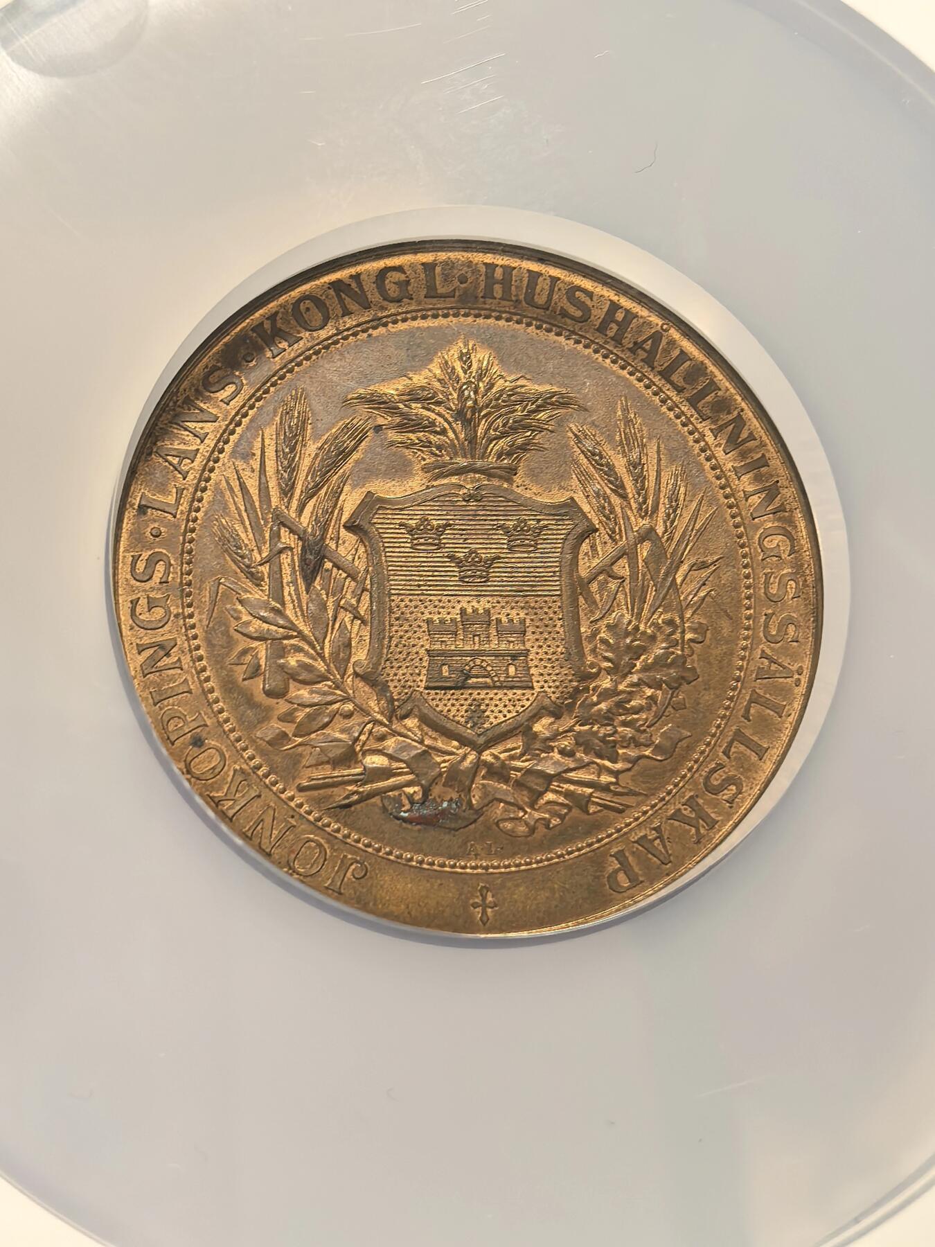 博洋堂“芳菲春韵”3月精品大拍专场暨第166期（全场包邮） NGC MS63BN 瑞典于默奥射击协会奖纪念大铜章，51mm