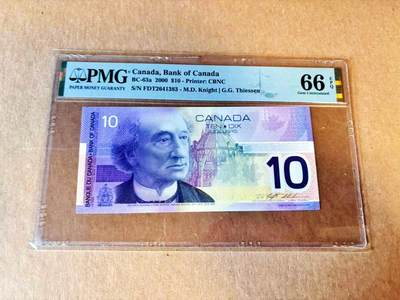 【Blue Auction】世界纸币精拍第799期——18级TOP拍卖/信誉/品质/专业/高效💫 - 【a版】加拿大 2000年10元 PMG66EPQ 