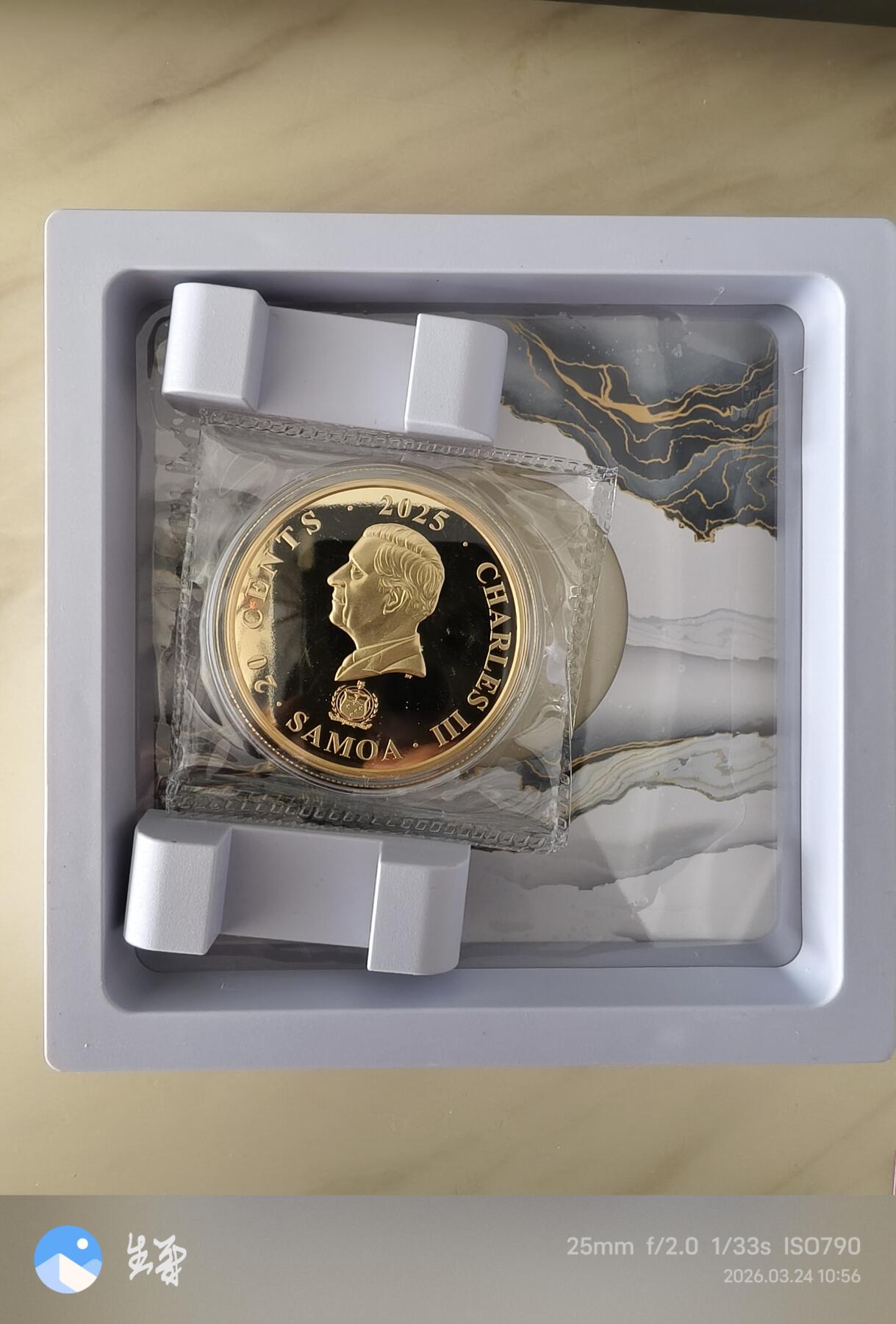 昊象达收藏银币拍卖第6场 萨摩亚山海经蜀鹿镀金铜币20美分24克