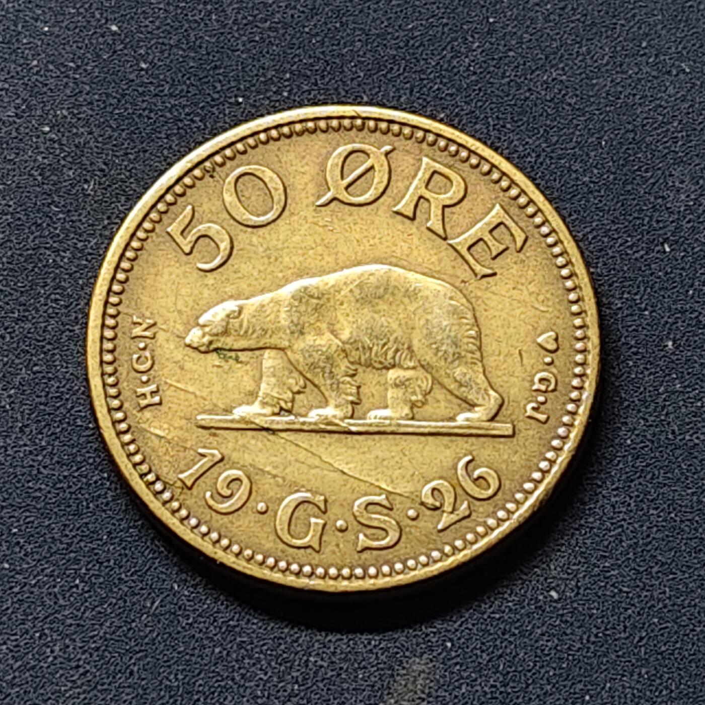 【全场包邮】纯粹捡漏拍514场 格陵兰1926年北极熊50欧尔