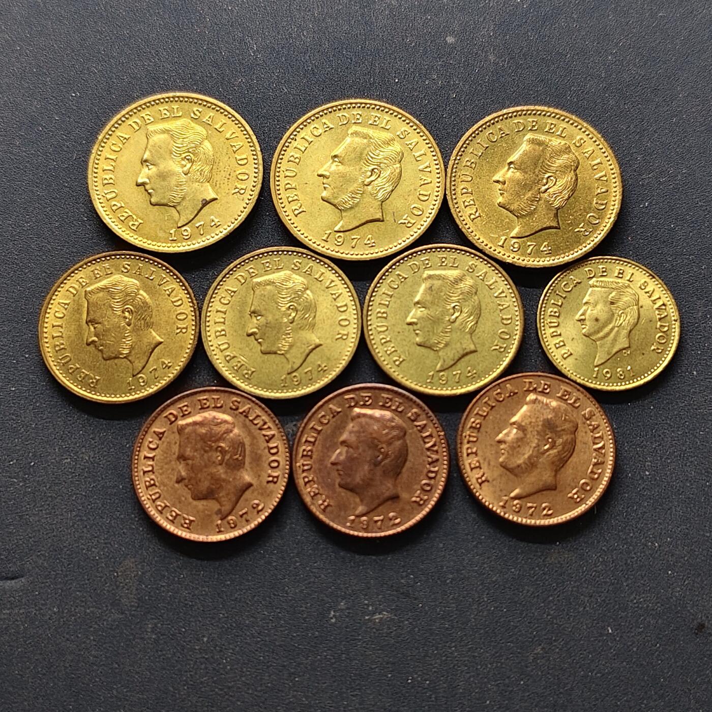 【全场包邮】纯粹捡漏拍514场 萨尔瓦多1972-1981年散币10枚一组