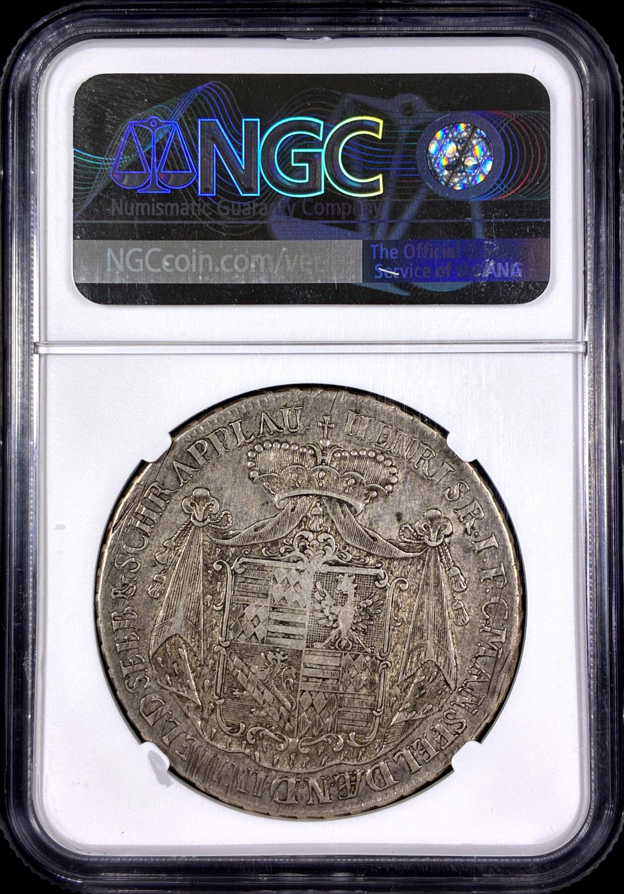 【雨安】【直播拍卖】【第0130期-评级币章】2026-03-28 周六 19:30 (金价981.33, 银价17.11) [评级德国] Germany 德国 德意志 1泰勒 Mansfeld-Bornstedt曼斯费尔德-波茨坦 KM#0151 DAV-2438 1774年 屠龙  NGC-AU55 名誉品种